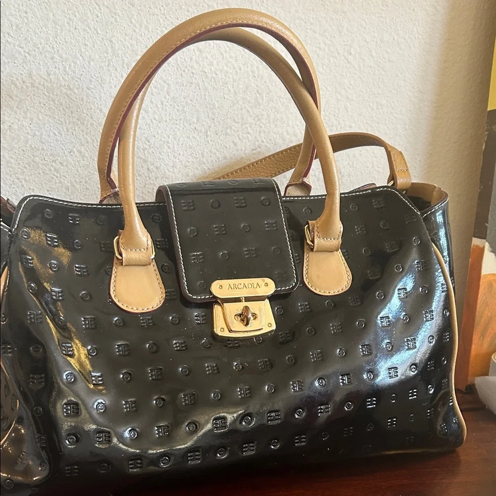 Arcadia Black and Tan Satchel